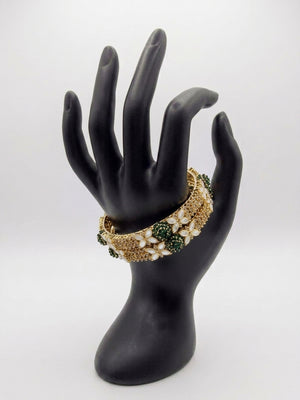Royal Emerald & Kundan Filigree Bangles (Set of 2)