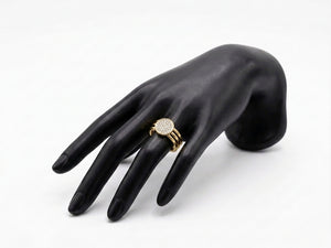 Triple-Band Circular Pave Zircon Statement Ring