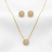 Sparkling Floral Zircon Pendant Set