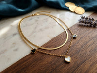 Dual Layered Golden Heart Charm Necklace