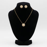 Sparkling Floral Zircon Pendant Set