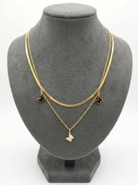Dual Layered Golden Butterfly Charm Necklace