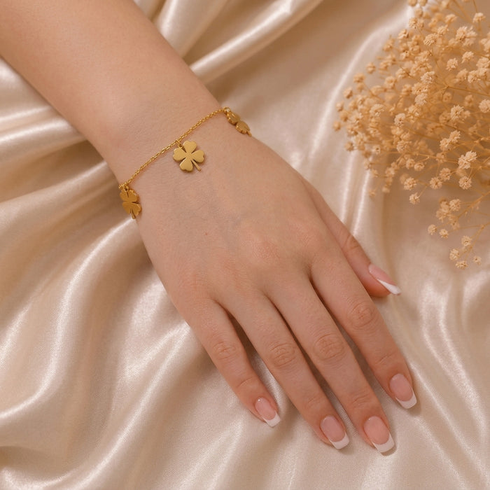 Lucky Four-Leaf Clover Charm Bracelet