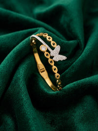 Sparkling Zircon Butterfly Open Cuff Bangle