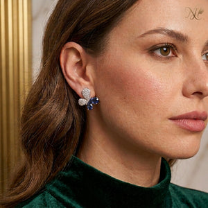 Sparkling Crystal Butterfly Stud Earrings