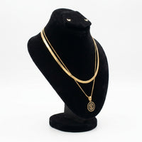 Dual-Layer Gold LV Pendant Necklace