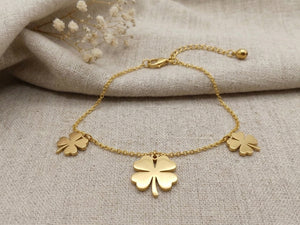 Lucky Four-Leaf Clover Charm Bracelet