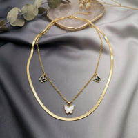 Dual Layered Golden Butterfly Charm Necklace