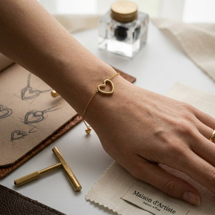 Open Heart Cutout Charm Bracelet