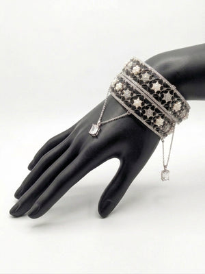 Royal Pearl & Black Zircon Openable Kada Bangles (Set of 2)
