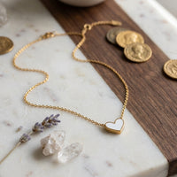 White Enamel Heart Golden Pendant Necklace