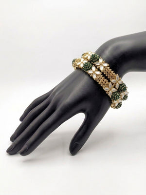 Royal Emerald & Kundan Filigree Bangles (Set of 2)