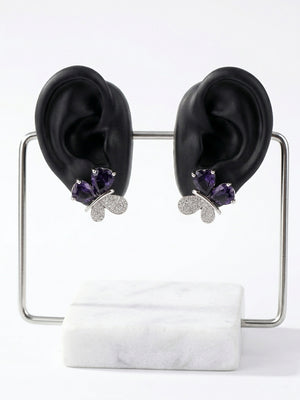 Sparkling Crystal Butterfly Stud Earrings