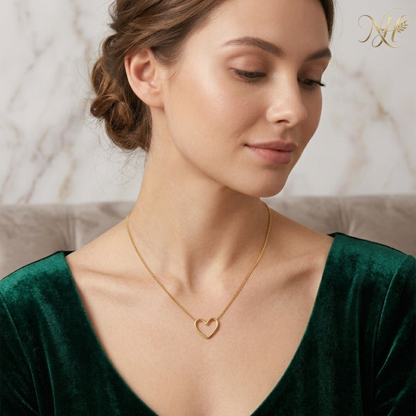 Delicate Open Heart Pendant Necklace