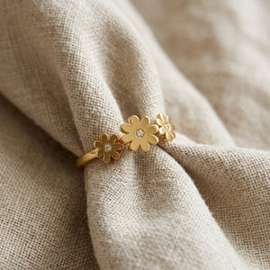 Matte Gold Daisy Flower Cluster Ring