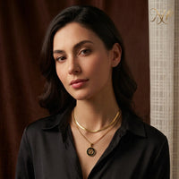 Dual-Layer Gold LV Pendant Necklace