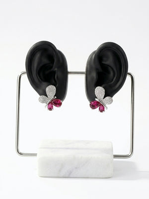 Sparkling Crystal Butterfly Stud Earrings