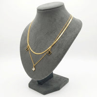 Dual Layered Golden Butterfly Charm Necklace