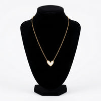 White Enamel Heart Golden Pendant Necklace