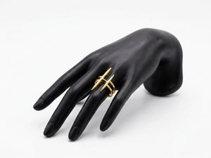 Geometric Spike Double-Band Statement Ring