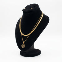 Dual-Layer Gold LV Pendant Necklace