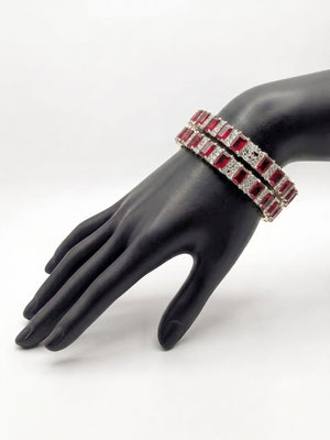 Royal Ruby Zircon Solitaire Bangles (Set of 2)