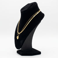 Dual Layered Golden Puffy Heart Pendant Necklace