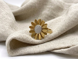 Blooming Sunflower Zircon Statement Ring