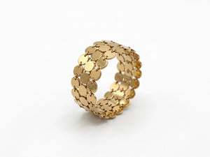 Textured Gold Disc Mesh Statement Ring