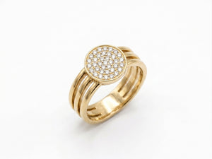 Triple-Band Circular Pave Zircon Statement Ring