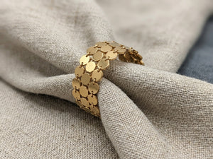 Textured Gold Disc Mesh Statement Ring