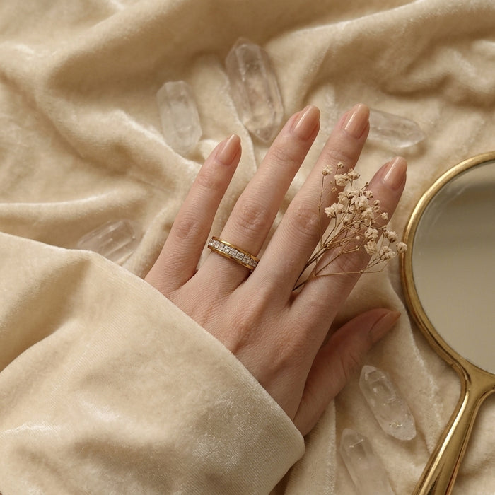Classic Channel-Set Zircon Gold Band Ring