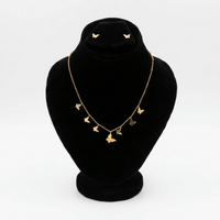 Golden Butterfly Charm Necklace & Earrings Set
