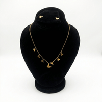 Golden Butterfly Charm Necklace & Earrings Set