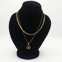 Dual-Layer Gold LV Pendant Necklace