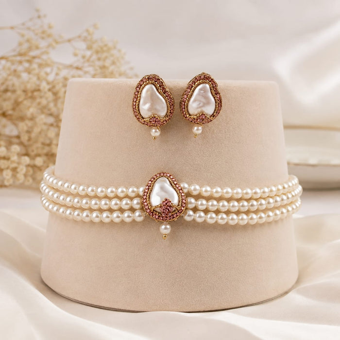 Baroque Pearl & Crystal Choker Set
