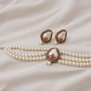 Baroque Pearl & Crystal Choker Set