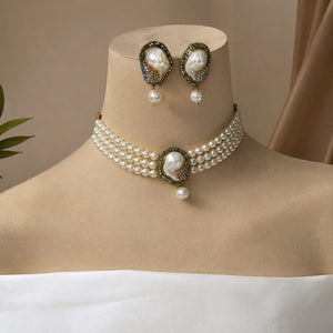 Baroque Pearl & Crystal Choker Set