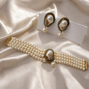 Baroque Pearl & Crystal Choker Set