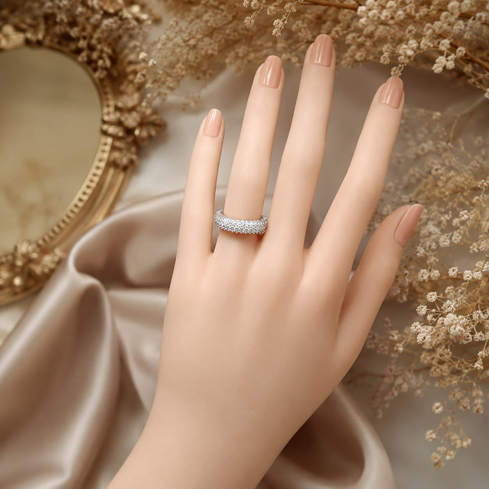 Triple-Row Pave Zircon Eternity Ring