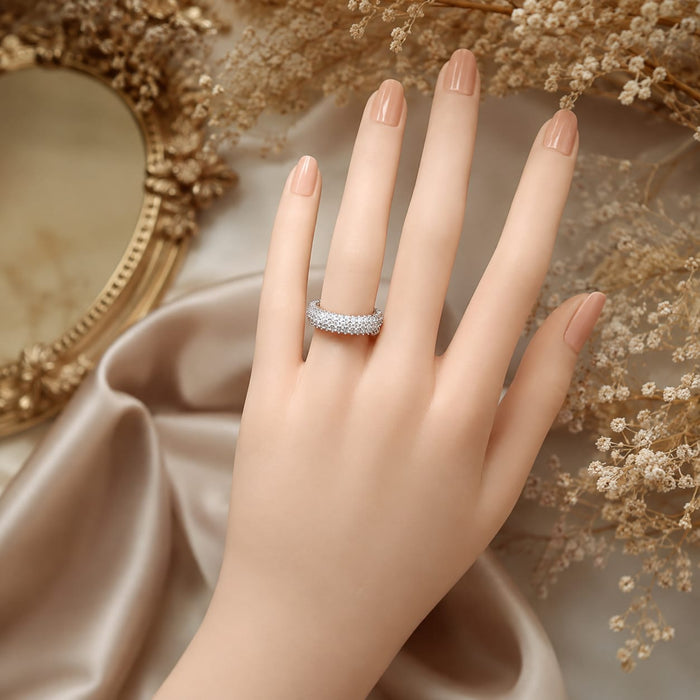 Triple-Row Pave Zircon Eternity Ring